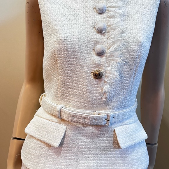 2026 Authentic self portrait CREAM BOUCLE POLKA DOT MIDI DRESS - Picture 7 of 12